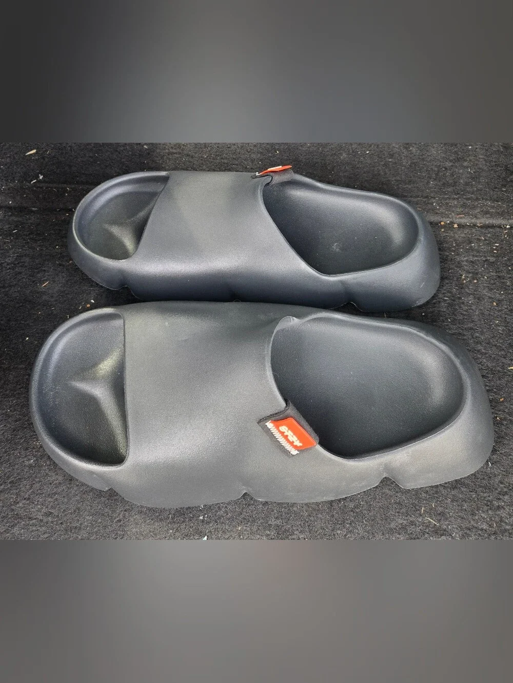 Men's Black Slide Sandals with Orange Tab